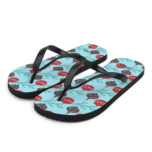 Blizzard Blue Christmas Tree Branch with Ornaments Flip-Flops - Michelle Francisco