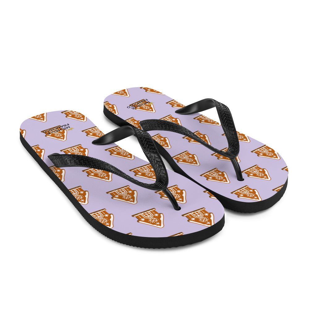 Lavender Gingerbread House Flip-Flops