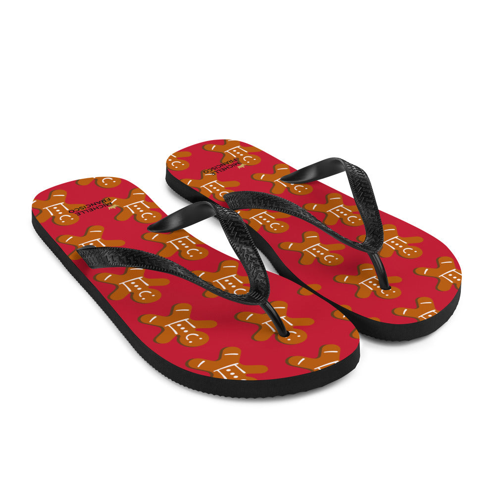 Red Gingerbread Man Flip-Flops