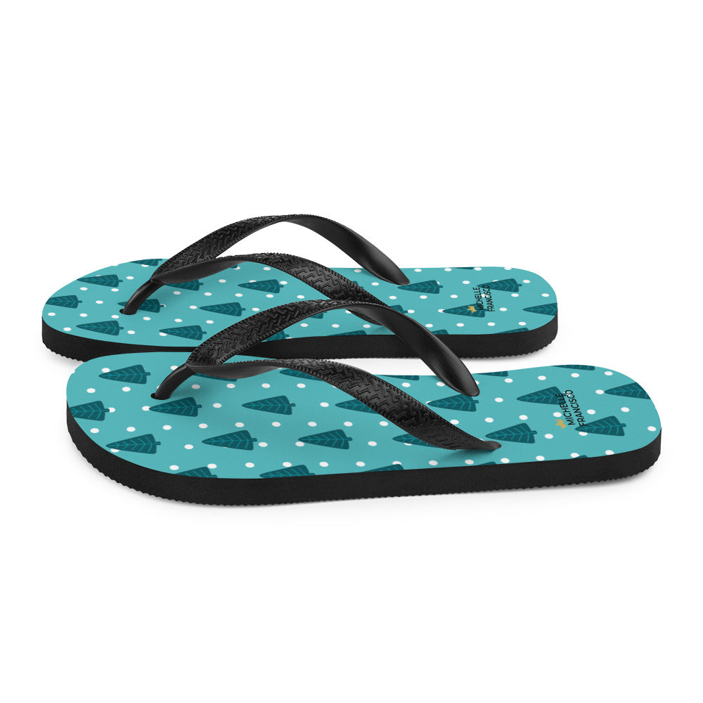 Snowy Christmas Tree Flip-Flops