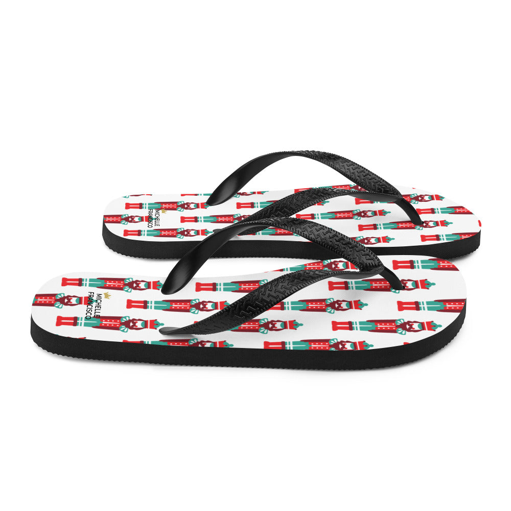 White Nutcracker Flip-Flops