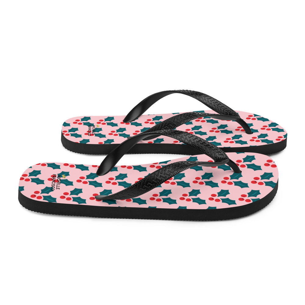 Pink Mistletoe Flip-Flops