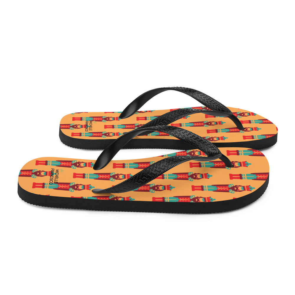 Orange Nutcracker Flip-Flops