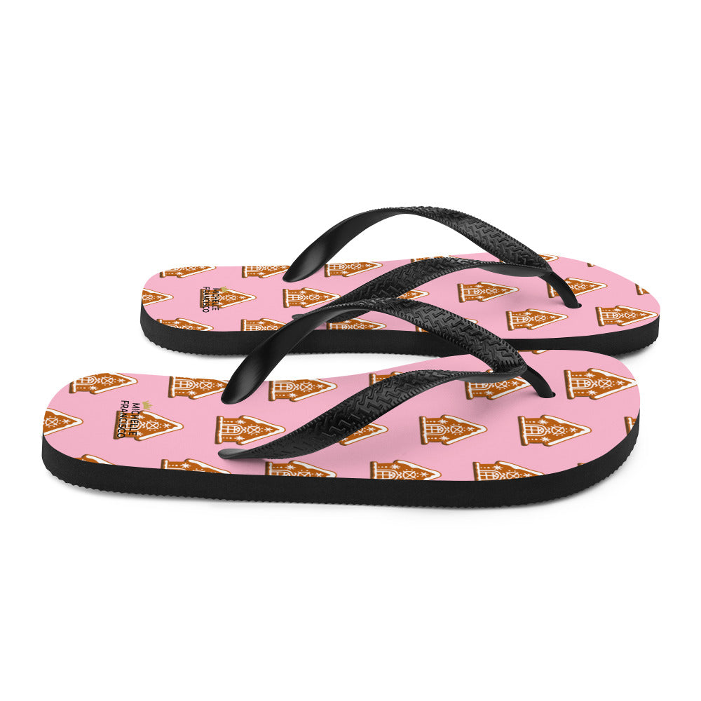 Cotton Candy Gingerbread House Flip-Flops
