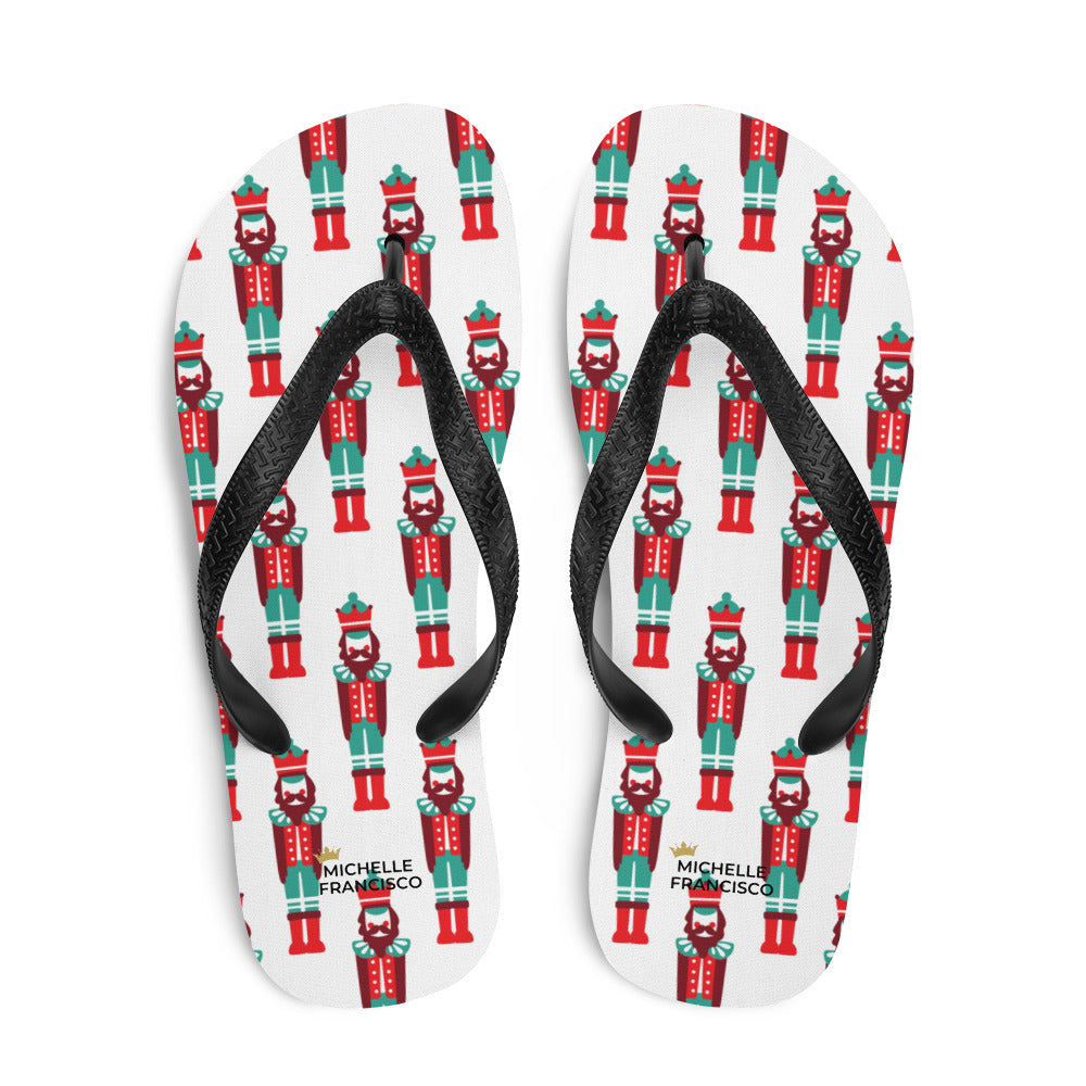 White Nutcracker Flip-Flops