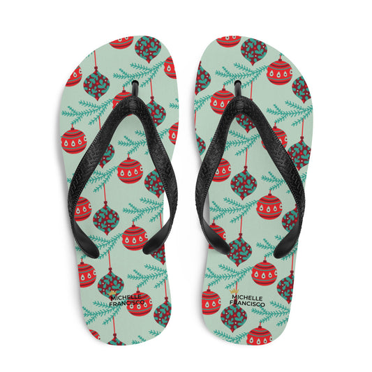 Edgewater Christmas Tree Branch with Ornaments Flip-Flops - Michelle Francisco
