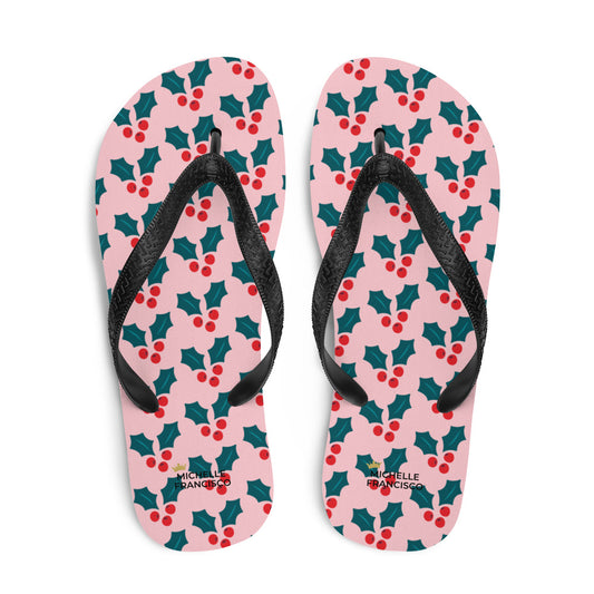 Pink Mistletoe Flip-Flops - Michelle Francisco