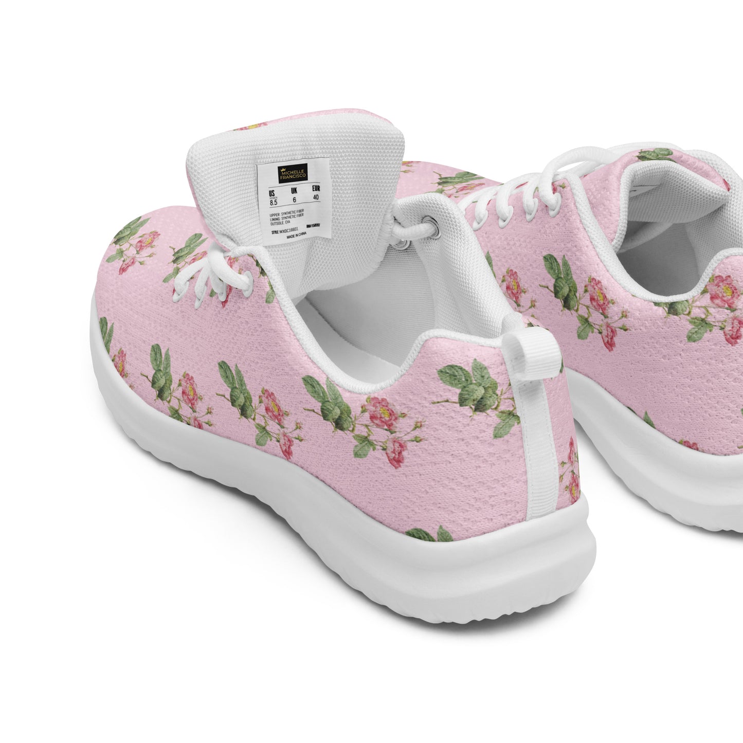 Women’s Pink Flowers Athletic Shoes - Michelle Francisco