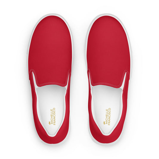 Women’s Red Slip-on Canvas Shoes - Michelle Francisco