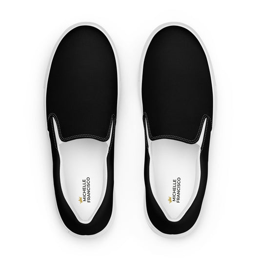 Women’s Black Slip-on Canvas Shoes - Michelle Francisco
