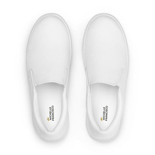 Women’s White Slip-on Canvas Shoes - Michelle Francisco