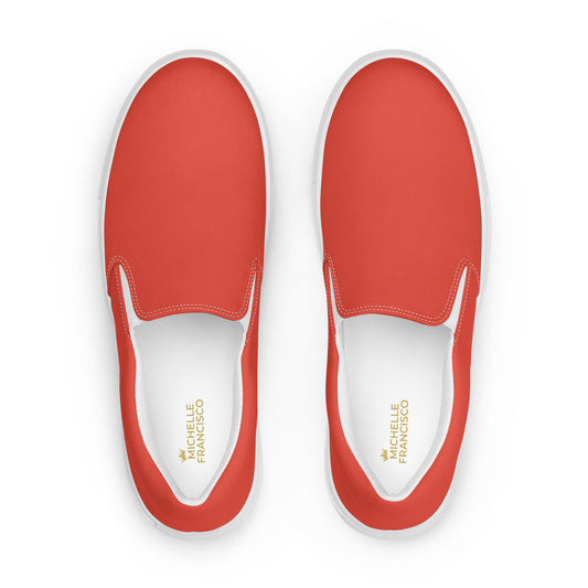 Women’s Orange Red Slip-on Canvas Shoes - Michelle Francisco