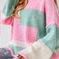 Color Block Round Neck Drop Shoulder Sweater