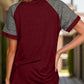 Full Size Contrast Round Neck Short Sleeve T-Shirt