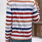 Contrast Striped V-Neck Long Sleeve T-Shirt