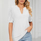 Eyelet Notched Short Sleeve T-Shirt
