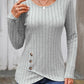 Decorative Button Round Neck Long Sleeve T-Shirt - Michelle Francisco