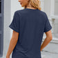 Eyelet Notched Short Sleeve T-Shirt
