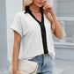 Eyelet Johnny Collar Short Sleeve T-Shirt
