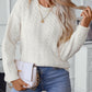 Cable-Knit Round Neck Long Sleeve Sweater