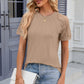 Openwork Round Neck Short Sleeve T-Shirt