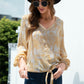 Tie-Dye Tied Balloon Sleeve Blouse
