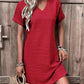 Full Size V-Neck Short Sleeve Mini Dress