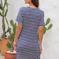 Cutout Striped Round Neck Short Sleeve Dress