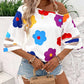 Flower Asymmetrical Neck Blouse