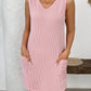 Texture Pocketed V-Neck Tank Dress