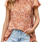 Floral Flutter Sleeve Frill Trim Blouse