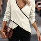 Full Size Crisscross Contrast Trim Long Sleeve T-Shirt