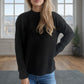 Round Neck Drop Shoulder Long Sleeve Sweater