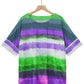 Full Size Color Block Round Neck Half Sleeve T-Shirt