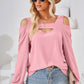 Cutout Square Neck Cold Shoulder T-Shirt
