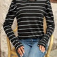 Full Size Striped Round Neck Puff Sleeve T-Shirt