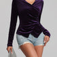 Ruched Surplice Long Sleeve Top