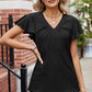 Eyelet V-Neck Flutter Sleeve T-Shirt