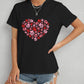 Heart Round Neck Short Sleeve T-Shirt