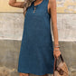 Pocketed Decorative Button Sleeveless Dress