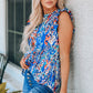 Abstract Print Ruffle Shoulder Top