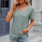 Eyelet V-Neck Short Sleeve T-Shirt