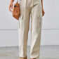 Drawstring Mid-Rise Waist Straight Cargo Jeans