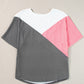 Color Block Round Neck Half Sleeve Top