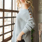 Side Slit Boat Neck Long Sleeve Sweater