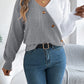 Two-Tone V-Neck Long Sleeve Sweater