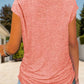 Full Size Half Zip Cap Sleeve T-Shirt