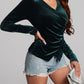 Ruched Surplice Long Sleeve Top