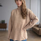 Side Slit Turtleneck Long Sleeve Sweater