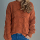 Openwork Round Neck Dropped Shoulder Sweater